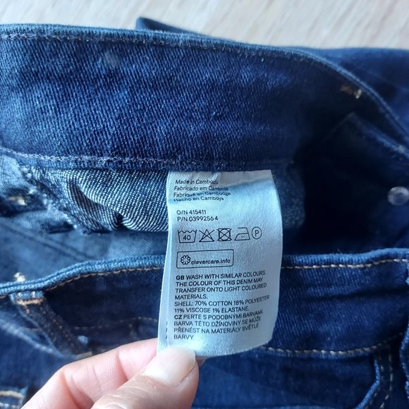 H & M Skinny Ankle  Jeans Regular Waist Dark Wash Blue Stretch Women 29 - Picture 7 of 8